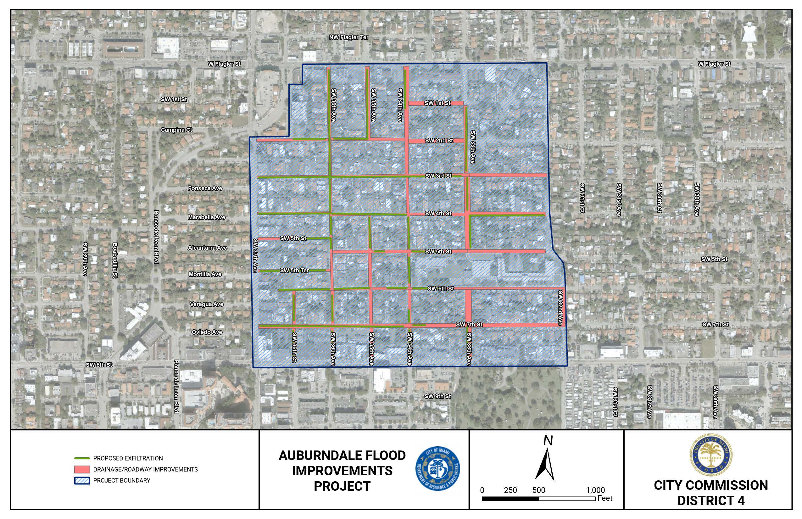 Auburndale Neighborhood Flood Improvements Miami   Auburndale Roadway And Drainage Improvements Map Final 