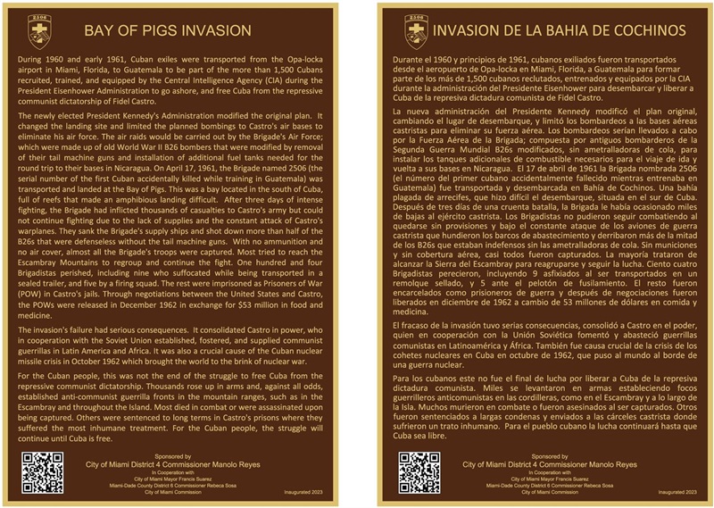 Images of the Bay of Pigs Plaques