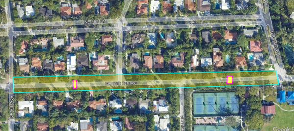 Image of Morningside Neighborhood traffic calming devices placement on NE 55 Terrace