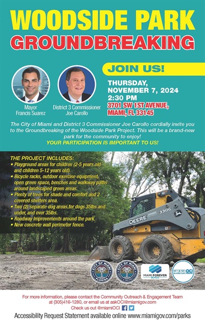 Woodside Park Groundbreaking Ceremony Flyer English