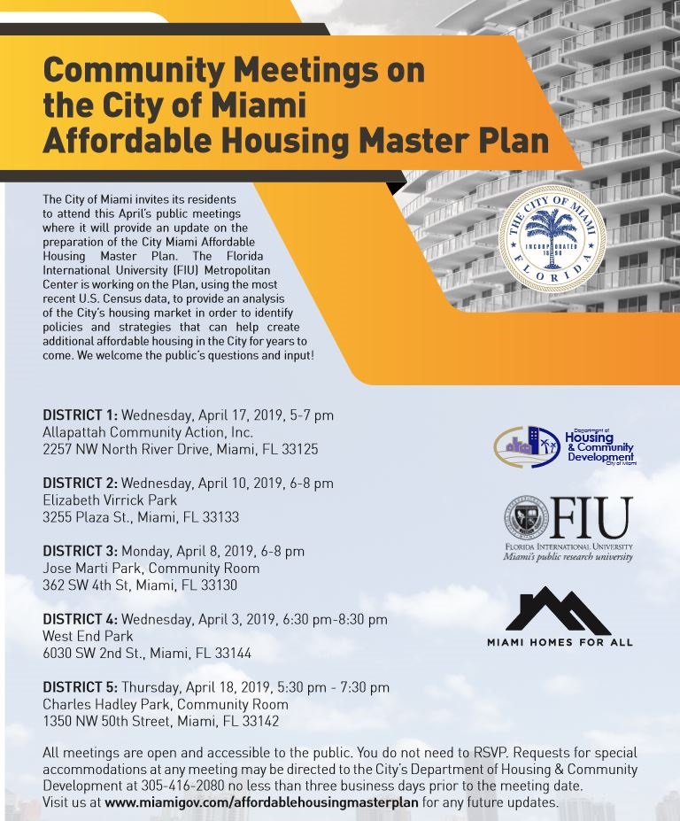 Community Meetings City Of Miami Affordable Housing Master Plan Miami